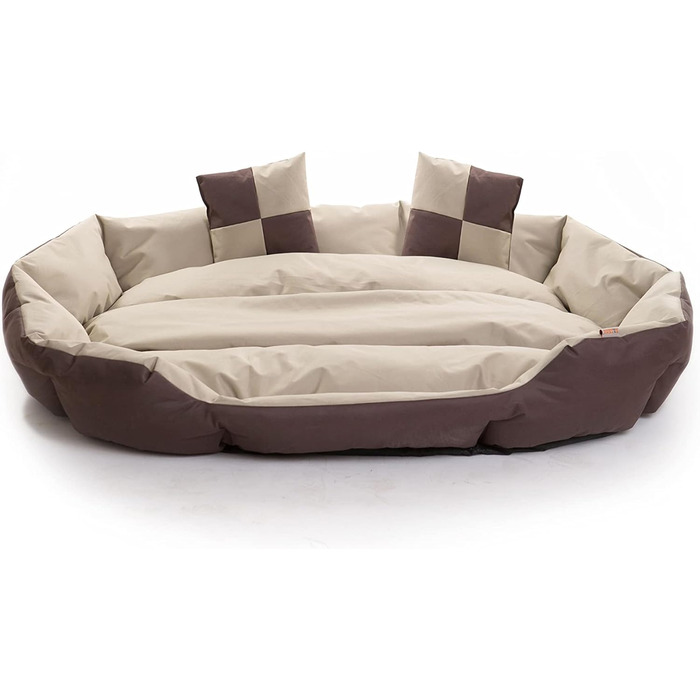 Крісло-лежанка для собак та котів ESTEXO, лежанка для тварин, м'яка, антиковзаюча, 110x80x23 см, коричневий/бежевий