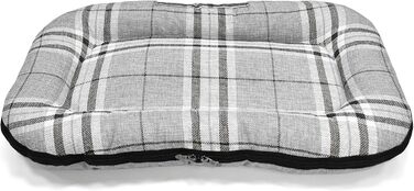 Ортопедичний лежак для собак Преміум Hugo Check з Memory Foam. Підходить для собак маленьких, середніх та великих порід. Знімний та пральний чохол, сірий в клітинку, розмір S (62x35x7 см)