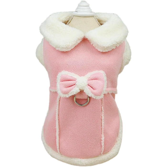 Теплий зимовий одяг для собак: куртка з бантиком для чихуахуа (рожева, M)