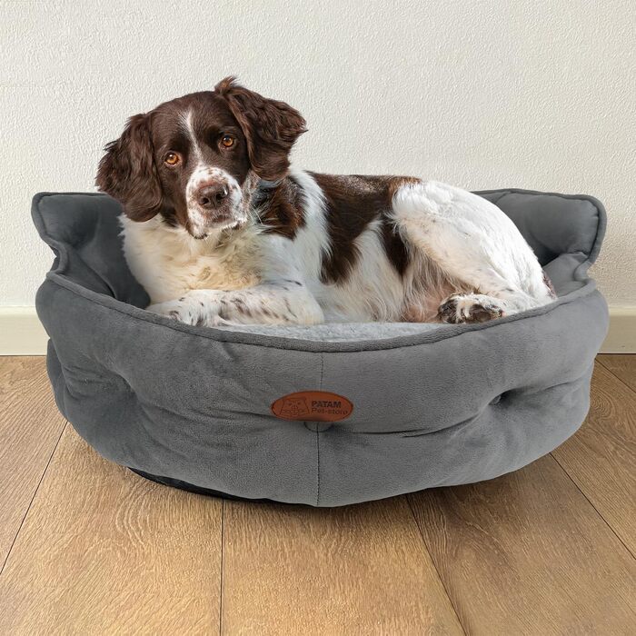 Ліжко для собак та котів Haustierbett - 3 розміри, знімний чохол, можна прати в машині - King Small 43 см, Large 68 см, сірий