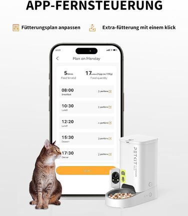 Автоматична годівниця для котів і собак PETKIT з камерою, Wi-Fi, 3 л, керування через додаток, 1-5 годувань