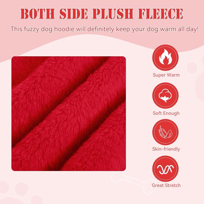 Теплий та м'який пуловер для собак середнього розміру, кофта з капюшоном, розмір M, червоний, Getaway Solids