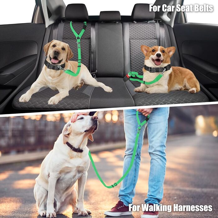Автомобільний ремінь безпеки для собак, повідці, шлейки, захист для тварин (зелений)