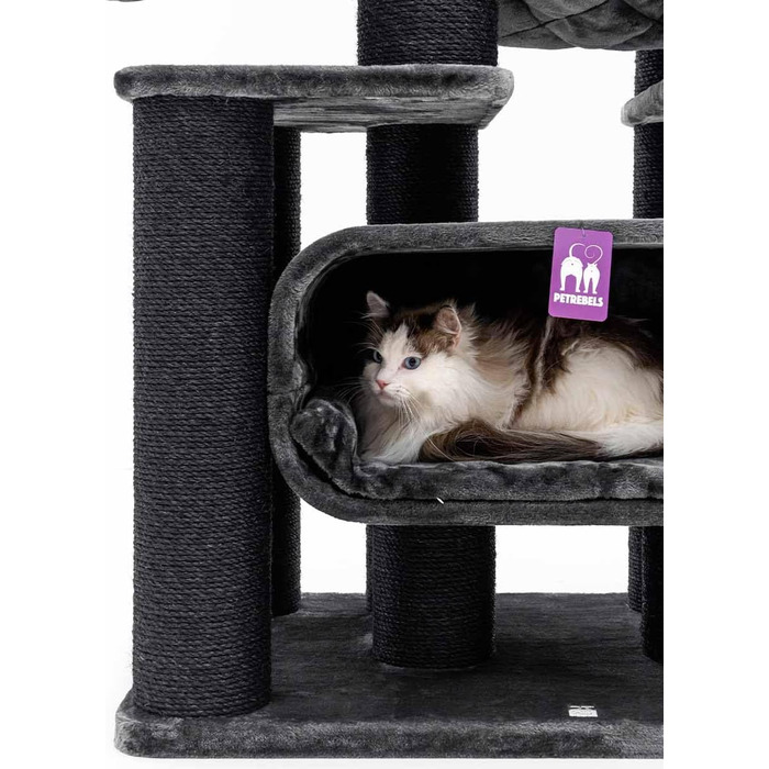 Драбина для котів Petrebels Skyline XXL, 186 см, чорна. Підходить для великих котів, таких як Мейн-кун