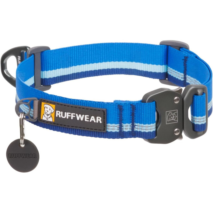 Нашийник для собак RUFFWEAR Top Rope, міцний нейлоновий, розмір M (36–51 см), колір Basaltgrau (Blue Pool), для прогулянок