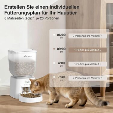 Автомат годування котів з камерою, розумний автомат для котів, 5л, 1-6 прийомів їжі, для котів та середніх тварин (з кнопками)
