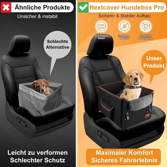 Автокрісло для собак Angooni: зручний бустер для маленьких та середніх собак з кишеньками для зберігання, м'яке плюшеве ліжко для переднього та заднього сидіння (чорне)