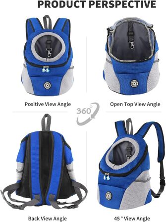 PETCUTE Рюкзак-переноска для собак і котів, блакитний, M