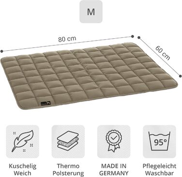 Лежак Pointer для собак 80x60 см, м'який та зносостійкий, праний до 95°C, захисний килимок для підлоги або дивану, підходить для вулиці, золотисто-коричневий