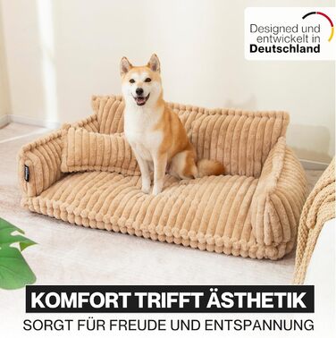 Софа для домашніх тварин Chaffar: ліжко для собак та котів з ортопедичним матрацом, сучасний стиль, матеріал - Cord, розмір XL (120 см)