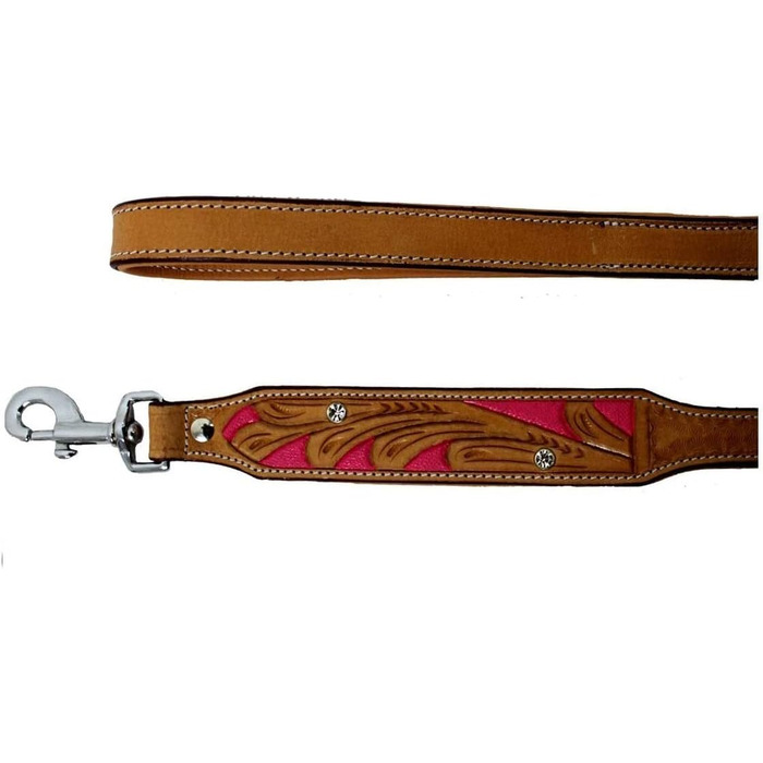 Нашийник для собак Pinklady Leder: шкіряний нашийник для собак, бежевий, карамельний, коричневий, рожевий, з перфорацією та стразами (150x2,5 см)