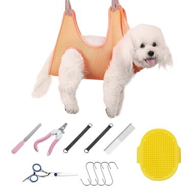 Набір для догляду за собаками та котами Allazone: гамак, триммер, щітка, інструмент для стрижки нігтів, аксесуари для купання (помаранчевий)