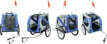 Фаррад-причіп для собак, складний, з оксфордської тканини з відбивачами, 73 × 90 × 137 см, вантажопідйомність 40 кг, 4 кольори (блакитний)