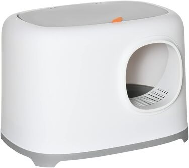 Туалет для котів PawHut з кришкою, пластиковий, білий, до 5 кг, 55x40x39 см