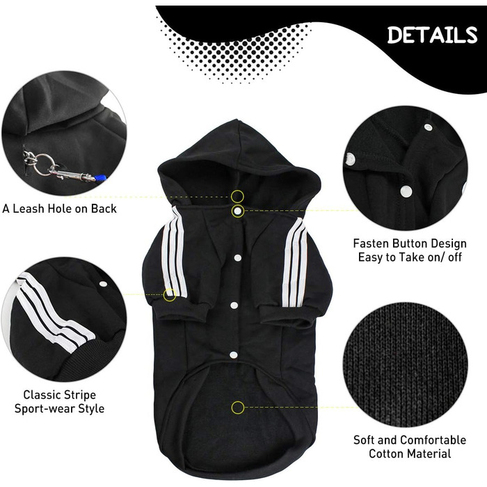 Теплий пуловер для собак NAMSAN — зимовий одяг для великих собак, чорний (2XL)