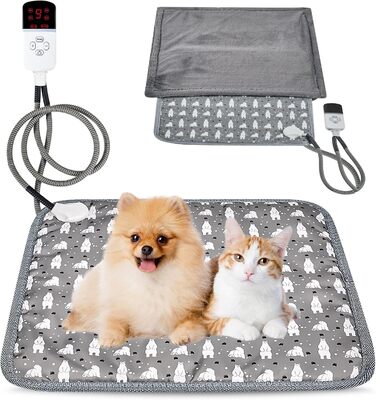 Грілка для котів та собак, килимок з підігрівом, 45 x 45 см, регулювання температури та таймер