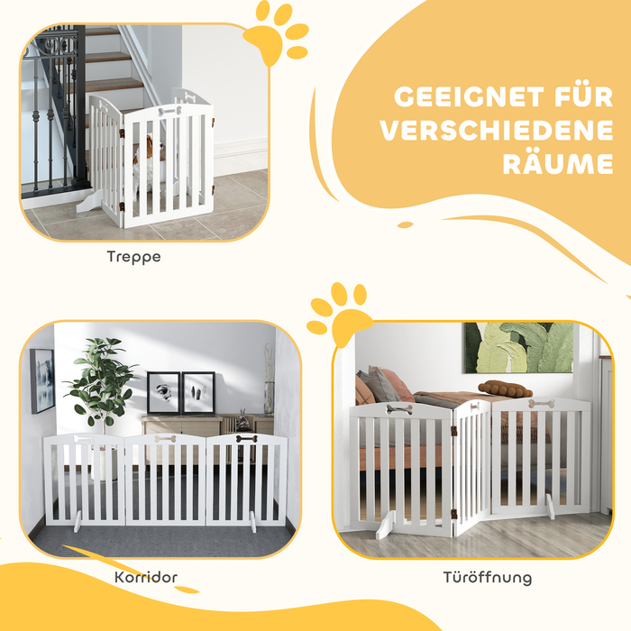 PawHut Barrier Dog 3 частини, 155 x 61 см складні ворота з 2 опорними ніжками, окремо стоячі ворота для собак, сходові ворота для середніх собак, для передпокою, сходи, білий | Аосом