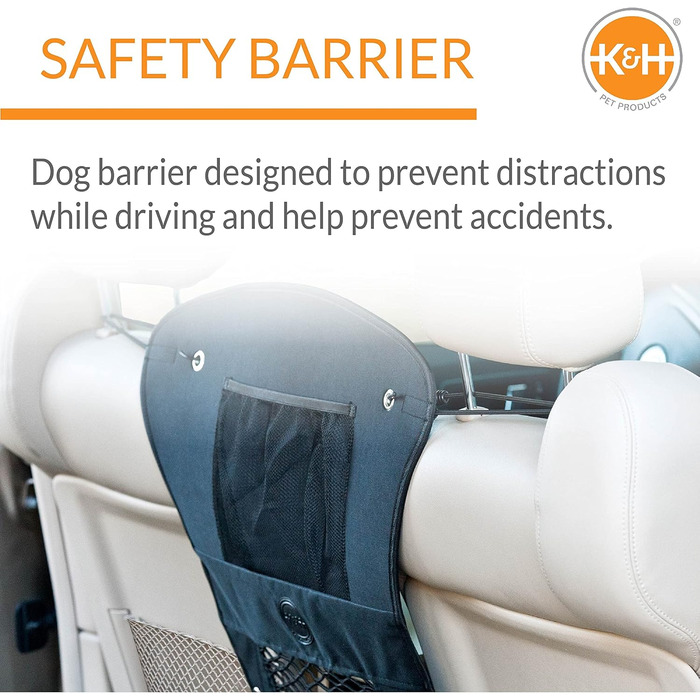 Сітчаста бар'єра для собак K&H Pet Products: безпека та комфорт у подорожах, чорна, 58 x 61 см