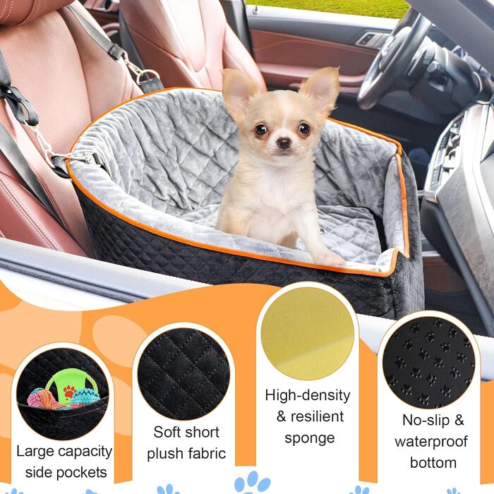 Автокрісло для маленьких собак з Memory Foam до 15,9 кг, підвищене, безпечне, знімний та праний чохол