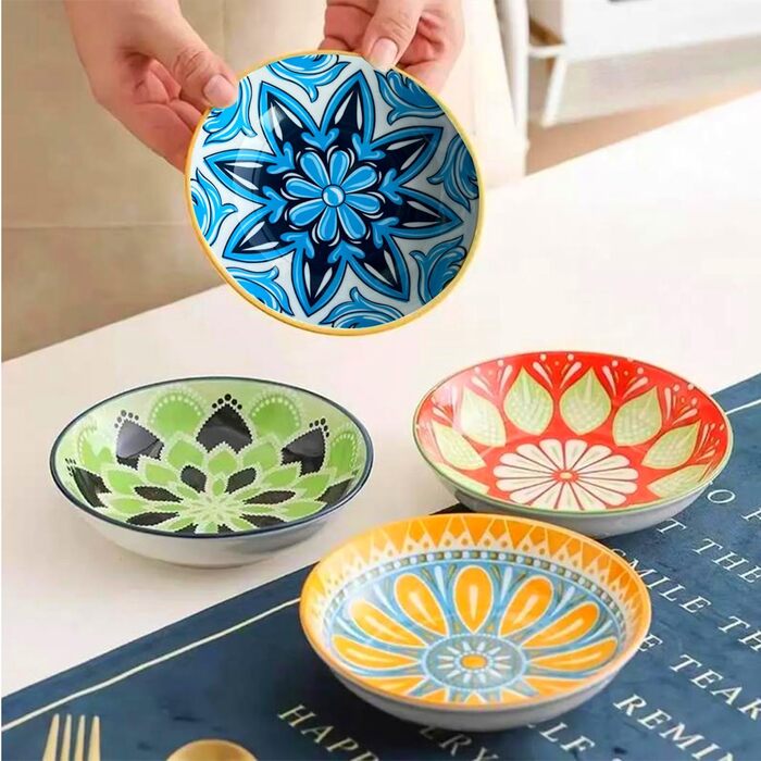 Набір мисок для котів (6 шт), керамічні, 14 см, для води, сухого та вологого корму