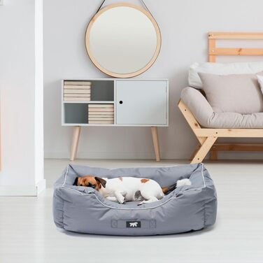 Ортопедичне ліжко для собак великих порід Ferplast: м'яка лежанка-корзина з водонепроникним знімним чохлом, 110 x 70 x 8 см, сірого кольору