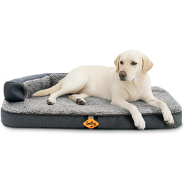 Ортопедичне ліжко для собак Laifug з memory foam, вологостійке, знімний чохол, неслизьке дно, сіре – для літніх та хворих собак