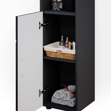 Пенал для ванної Vicco Irma, антрацит глянець, 30x95 см