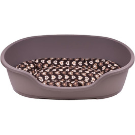 Корзина для собак Adena, 81 x 54 см, бежева + подушка з сердечками, коричнева, розмір L (81 x 54 x 24 см)