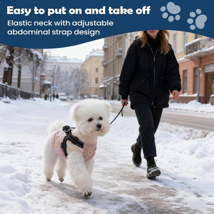 Зимовий теплий куртка для собак, вітронепроникний, з флісовою підкладкою, з отвором для повідка, для цуценят та собак середніх розмірів, для осінніх та зимових прогулянок, зелено-білий (рожевий/білий)