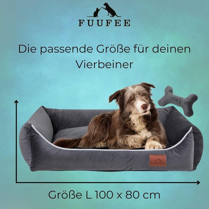 Ліжко-матрац для великих собак FUUFEE 100x80 см, знімний чохол, графіт, пране