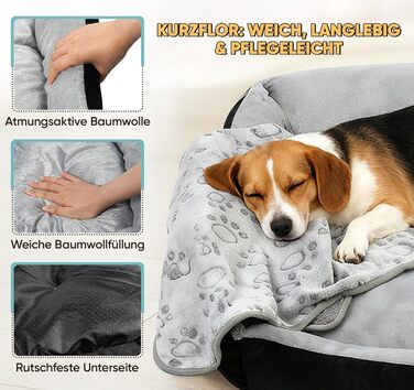 Ліжко для собак 90x70 см з подушкою у вигляді кістки та легкою ковдрою, м'яке диванчик для собак середніх порід з короткого хутра, миється, кошик для собак з неслизьким дном