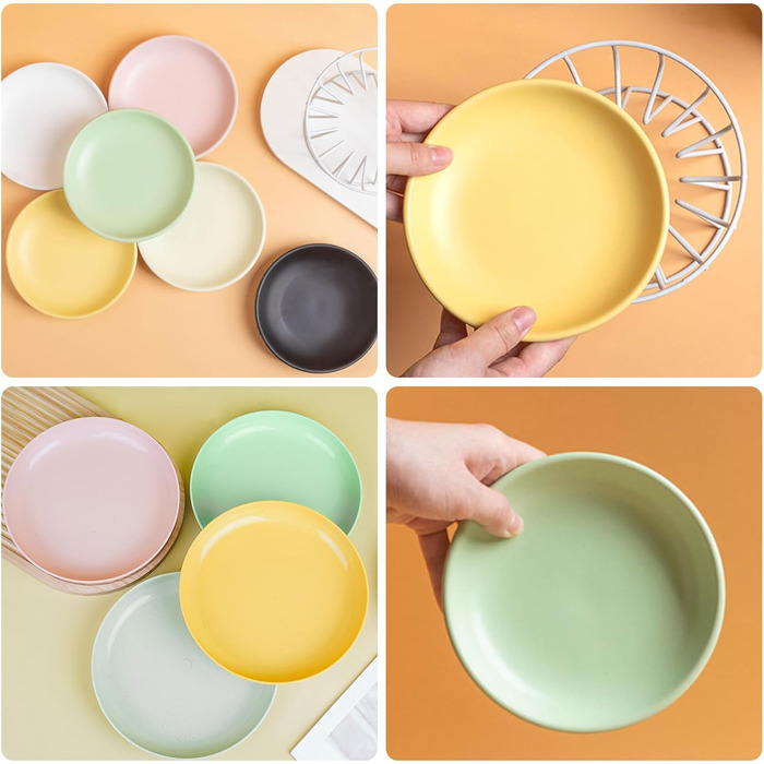 Набір мисок для котів Katzennapf, 6 шт., кераміка, кольорові, для кошенят та котів з короткими лапами, 15x15x3 см, 6 кольорів