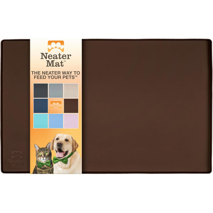 Силіконова підкладка під миску для собак і котів Neater Pet Brands, водонепроникна, коричнева, 40,6×25,5 см — захист підлоги від корму і води