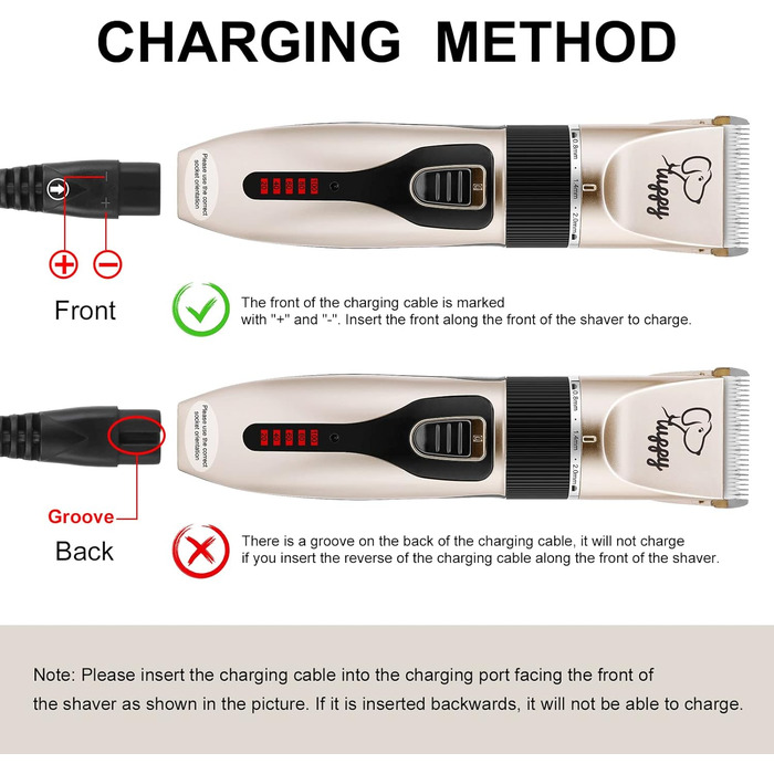 Професійна машинка для стрижки собак, тиха, для довгого та густого волосся, електрична, бездротова, акумуляторна, для собак, котів, домашніх тварин, чорний / золотий