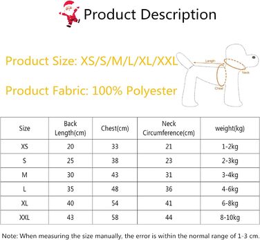 Теплий святковий пуловер для собак SAMGU з капюшоном, різдвяний ельф, XXL