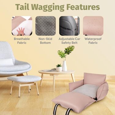 Автокрісло для собак (водонепроникний бустер) з ручками та кишенями, до 13,6 кг – рожевий