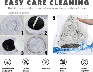 Крісло-ліжко для собак великих порід, миється, подушка для собак та котів, лежанка для собак, кошик для котів, кругле м'яке пухнасте ліжко для тварин, 110x110x20см, Бежевий колір