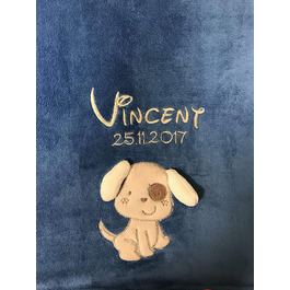 Дитяча ковдра для собак з іменем, вишивка, аплікації, блакитний колір, 2 рядки