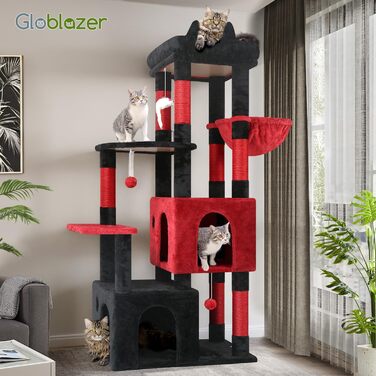 Драбина для котів Globlazer XL, Готичний стиль, сірий, 156 см, з будиночком та кігтеточками