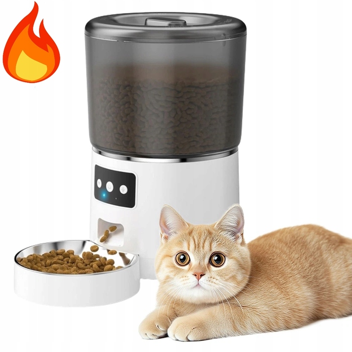 Автоматична годівниця для котів та собак з Wi-Fi, 4 л, дозатор для сухого корму
