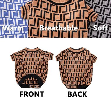 Теплий зимовий пуловер Olsa Argyle для собак, теплий халат для маленьких, середніх та великих собак, теплий одяг для цуценят, хлопчиків та дівчаток (Колір: Коричневий, Розмір: S)