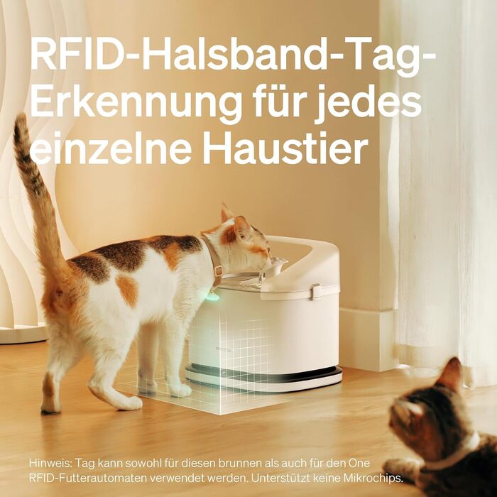 Автоматичний фонтан для котів PETLIBRO з RFID-ідентифікацією, Wi-Fi та додатком, 3 л, моніторинг гідратації, для декількох домашніх тварин, з нашийником-міткою