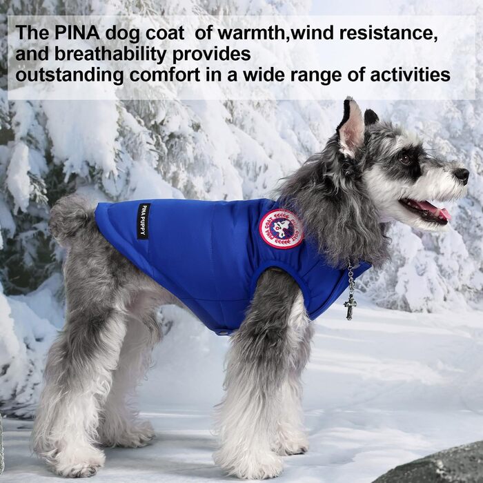 Зимовий одяг для собак PINA: тепла куртка, жилет та вітрозахисний одяг для малих та великих собак. Червоний, синій, розмір S