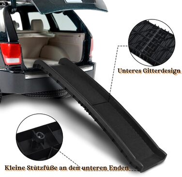 Рампа для собак Hunderampe, складна, антиковзка, до 90 кг, 156x40 см, для SUV, чорна