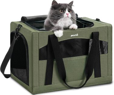 Транспортна сумка для котів Pecute Katzentasche: міцна, легка, складна, для подорожей (темно-зелений)
