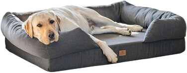 Крісло-ліжко для собак Ferplast, великих порід, з ефектом пам'яті, ортопедичне, 93x73x22,5 см (Сірий), розмір 112x88x27 см