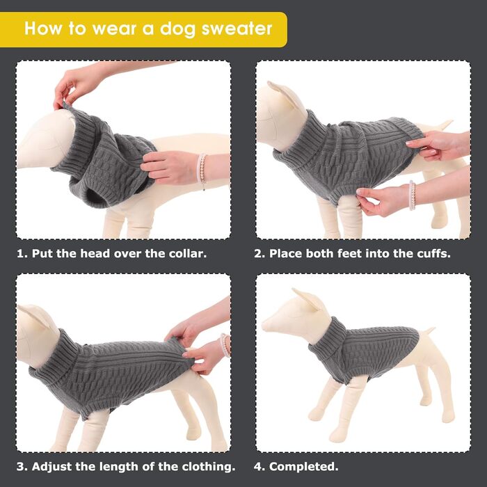 Светр для собак CITE TOILE – теплий флісовий светр з коміром-стійкою для малих та середніх собак | М'який, дихаючий | Ідеальний для холодної погоди | (M, Сірий)