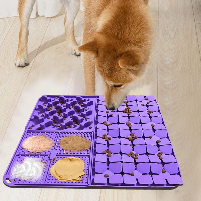 Килимок-сніфлер для собак, повільне годування, килимок з присосками, фіолетовий, 40 x 40 см