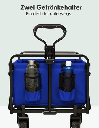 Візок-тачка LifeGoods складний, 98x45 см, блакитний – 94 л, колеса з гуми, 360°