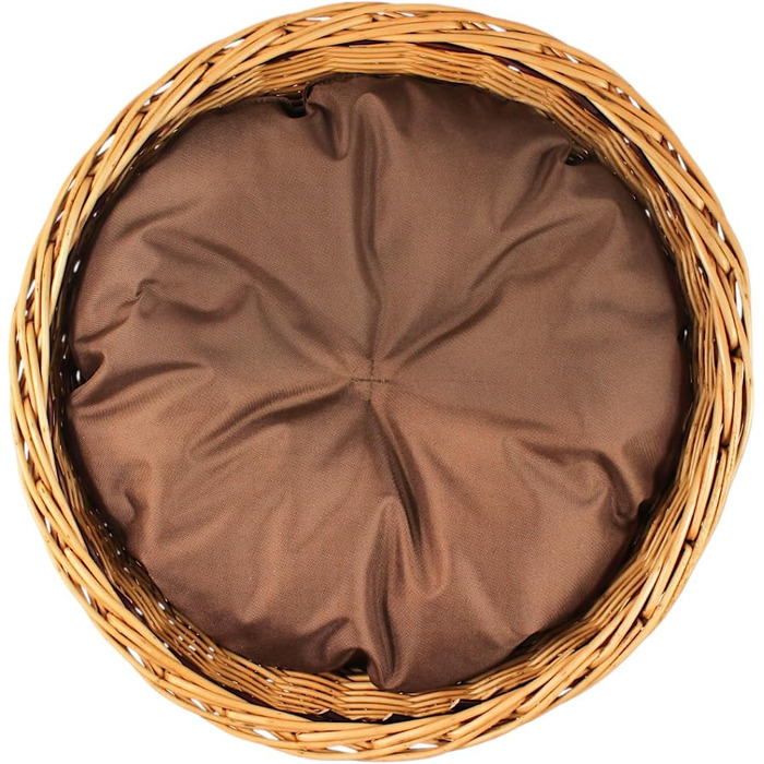 Гніздо для котів та собак: кругле, з плетіння лози, 47x47x45 см з подушкою